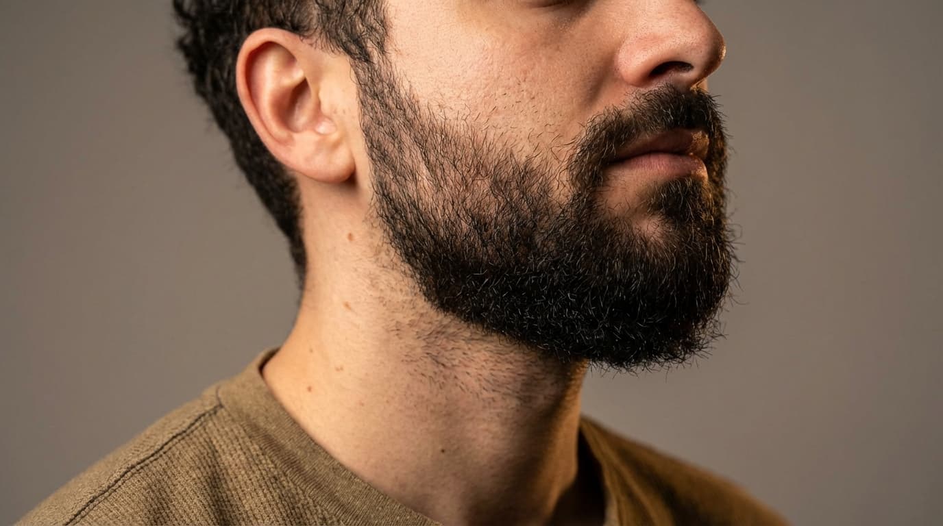 Résultat de greffe de barbe complète à Istanbul montrant une barbe dense et naturelle sur les joues, le menton et la moustache après implantation FUE Saphir