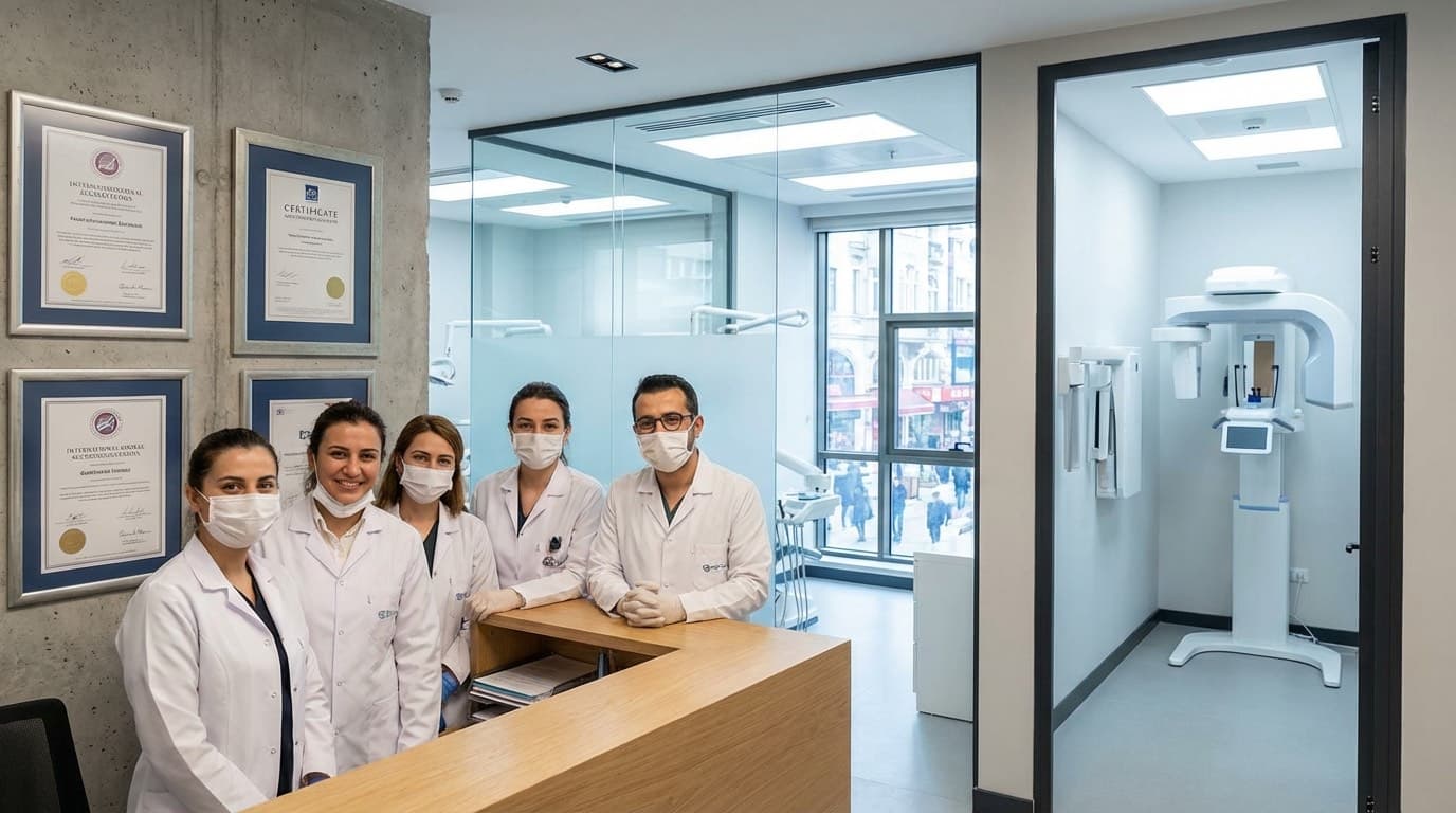 Clinique dentaire moderne à Istanbul : salle de soins équipée de technologies CBCT et CAD/CAM avec protocoles de stérilisation avancés