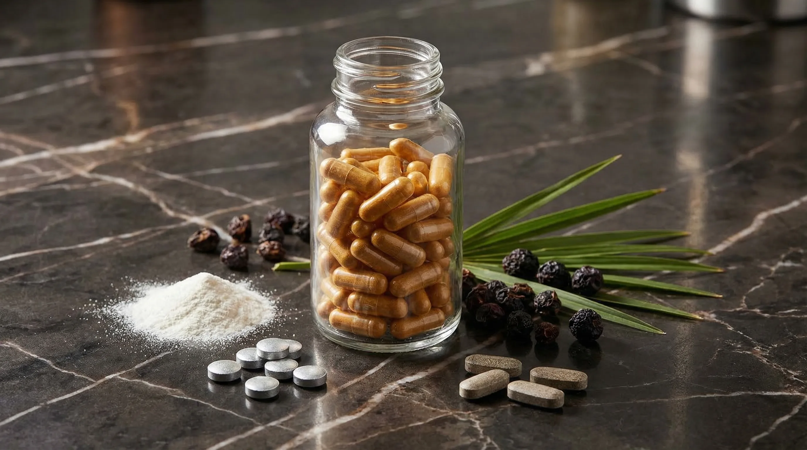 Compléments Alimentaires Cheveux Homme — Guide Complet 2026 | Renaissance Clinique Compléments alimentaires pour cheveux homme : biotine, zinc, fer, vitamine D et oméga-3 — les nutriments essentiels pour la santé capillaire masculine