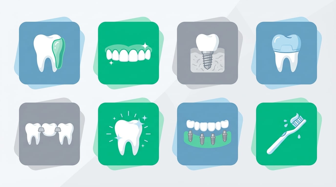 Soins Dentaires Disponibles en Turquie — Infographie | Renaissance Clinique Infographie des types de soins dentaires disponibles en Turquie : facettes, Hollywood Smile, implants, couronnes, bridges, blanchiment, All-on-4, soins généraux