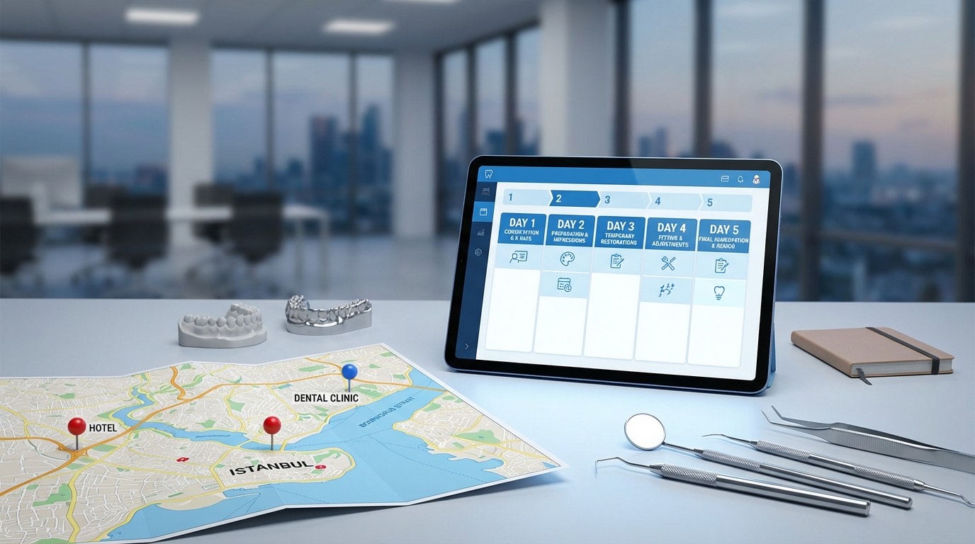 Planning traitement dentaire Istanbul — Nombre de séances | Renaissance Clinique Planning de traitement dentaire à Istanbul : calendrier type selon le nombre de séances nécessaires