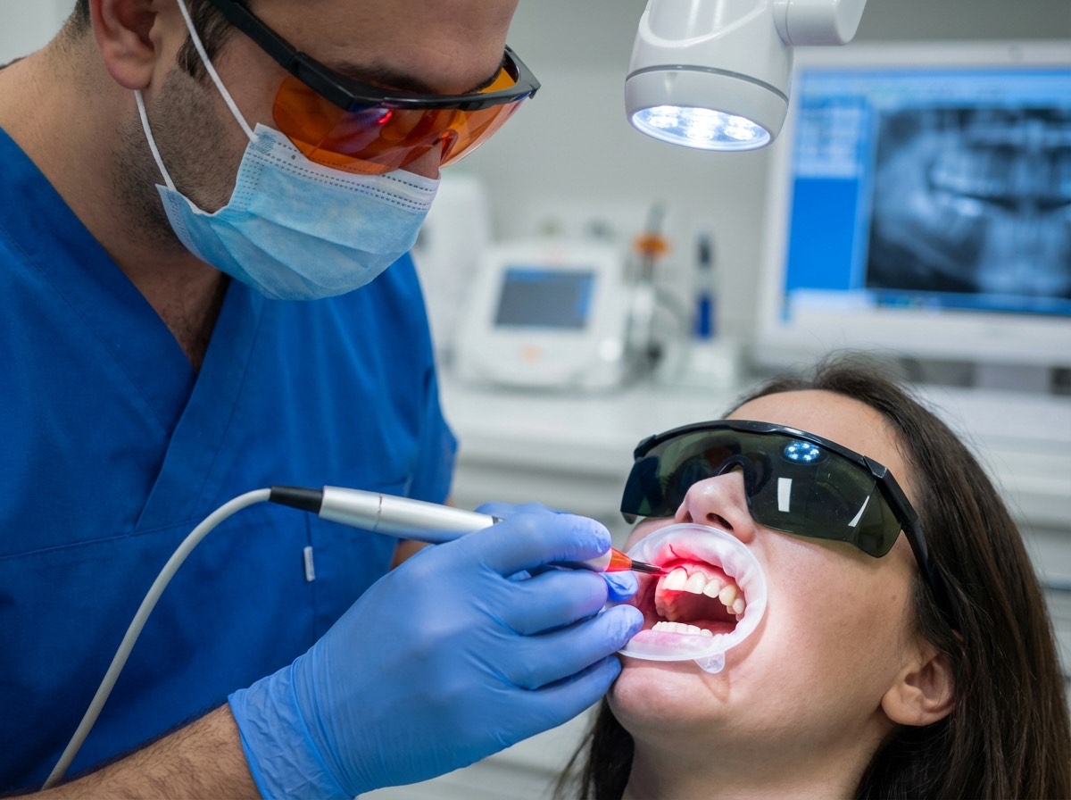 Procédure contourage gingival au laser diode | Renaissance Clinique Procédure de contourage gingival par laser diode : vaporisation précise du tissu gingival en excès