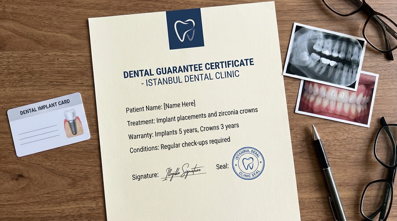 Document de garantie soins dentaires Renaissance Clinique : certificat de traitement et conditions de garantie