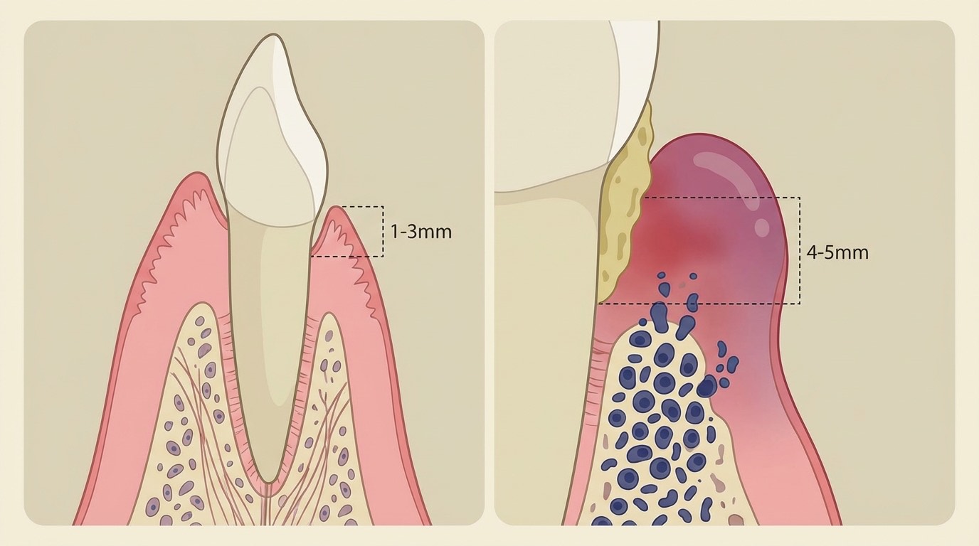 Anatomie gingivite — Stades inflammation gingivale | Renaissance Clinique Anatomie de la gingivite : stades d'inflammation gingivale de la gingivite légère à la parodontite