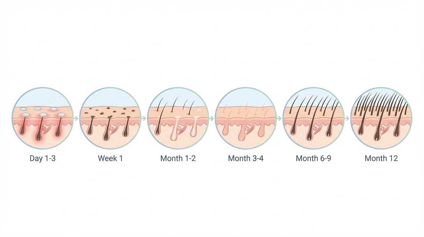 Timeline de récupération post-greffe | Renaissance Clinique Calendrier de récupération après greffe de cheveux : J0 à J12 mois — Renaissance Clinique Istanbul